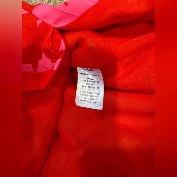 Lulus Vibrant Moment Red and Pink Floral Pleated Lace-Up Midi Dress size M - Picture 8 of 14